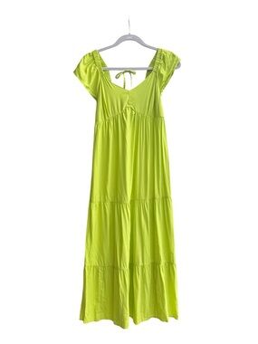 Ingrid + Isabel Neon Lime Tiered Maxi Dress Size XS